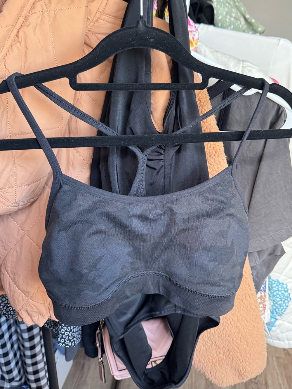 Lululemon Black Camo Print Racerback Sports Bra Size 6
